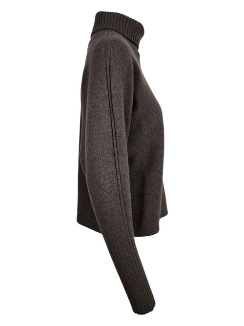 maglia donna dolcevita corta marrone A rovescio | 1630/6108